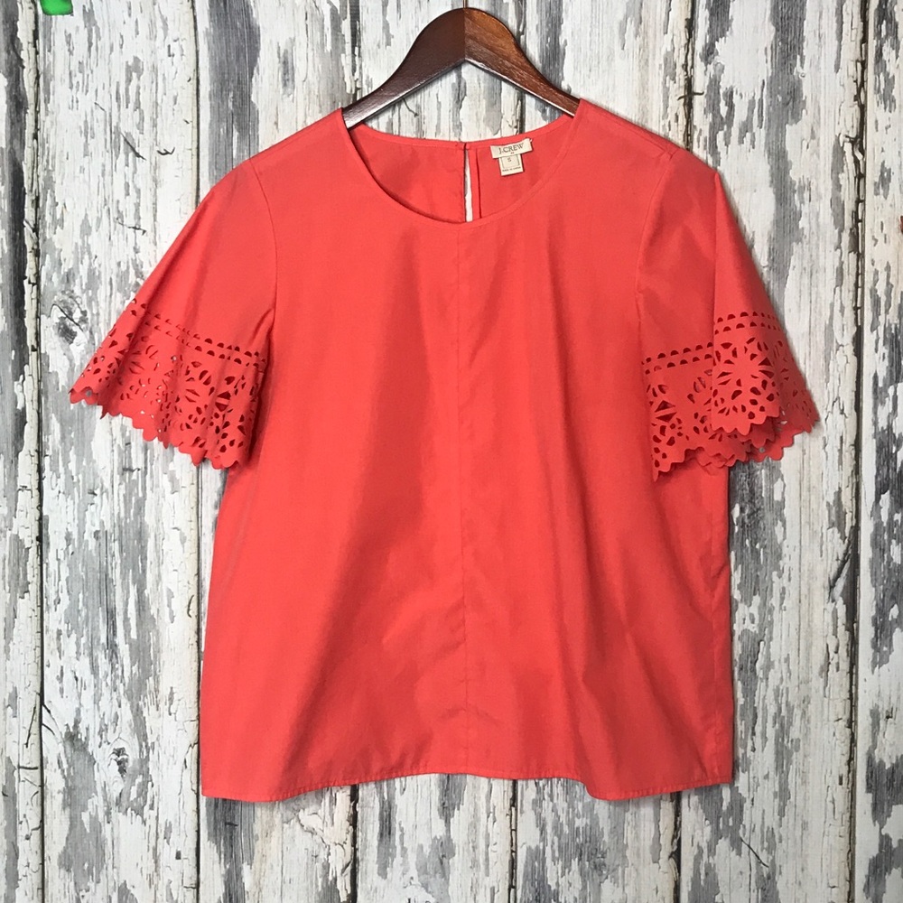J.Crew laser cut coral top